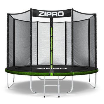 Батут Zipro Jump Pro з зовнішньою сіткою 8 футів 252 см чорно-зелений DL-62D8F2D09D фото
