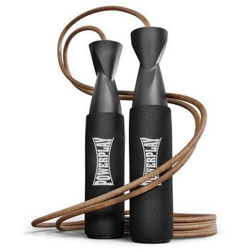 Скакалка шкіряна PowerPlay 4214 Leather Jump Rope Чорна 2,75 см. D-002630 фото