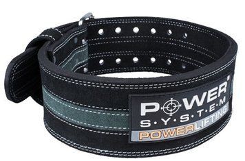Пояс для пауерліфтингу Power System PS-3800 PowerLifting шкіряний Black/Grey Line L D-002203 фото