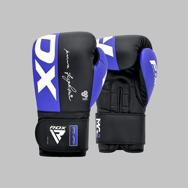 Боксерські рукавиці RDX F4 Boxing Sparring Gloves Hook&Loop BLUE/BLACK 10 унцій (капа у комплекті) D-000147 фото