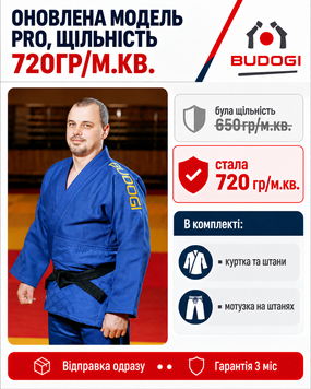 Синє кімоно для хлопців/чоловіків, дзюдо, TM BUDOGI серія PRO - оновлена модель, 190 розмір, щільність 720 гр/м.кв. D-002812 фото