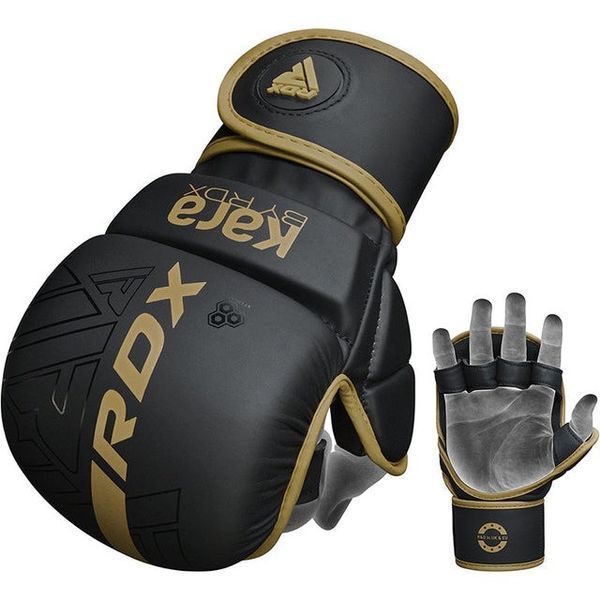 Рукавиці для ММА (Греплінгові рукавички) RDX F6 KARA Matte Golden Plus L/XL D-000692 фото