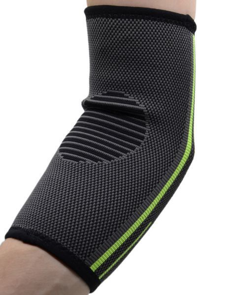 Компресійний налокітник MadMax MFA-283 3D Compressive elbow support Dark grey/Neon green (1 шт.) M D-000776 фото