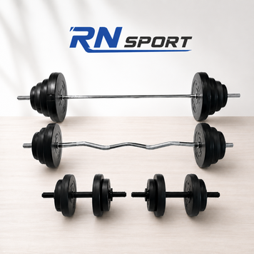 Штанга + гантелі RN-Sport на 80 кг 4 грифи + диски. Рукавички у подарунок! D-002997 фото